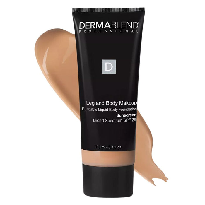 Dermablend Leg And Body Makeup 3.4oz Light Sand 25W with swatch behind