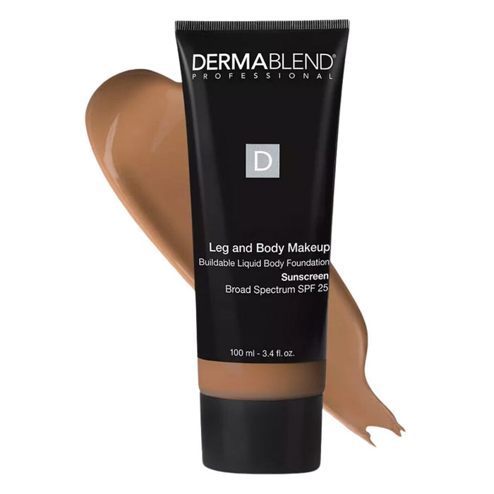 Dermablend Leg And Body Makeup 3.4oz Tan Honey 45W with swatch behind
