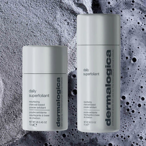 Dermalogica Daily Superfoliant family pic stylized over product powder dry/wet