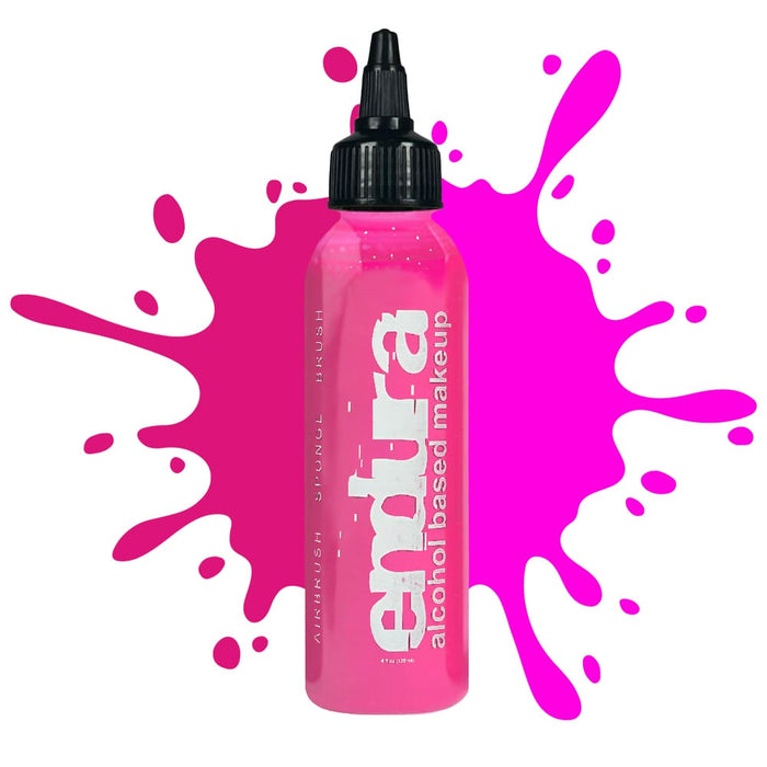 European Body Art Endura Fluoro Pink 4oz bottle with swatch behind