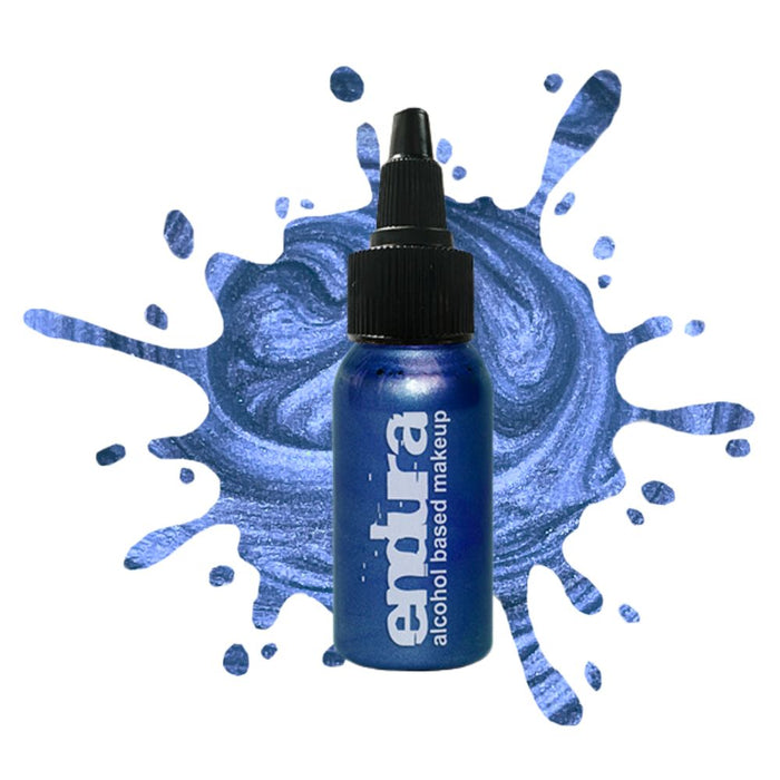 European Body Art Endura Metallic Blue 1oz bottle with swatch behind