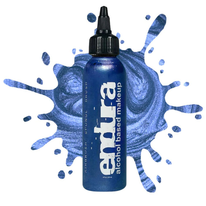 European Body Art Endura Metallic Blue 4oz bottle with swatch behind