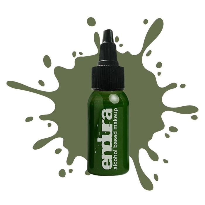 European Body Art Endura Pro Prime Green 1oz with swatch behind bottle