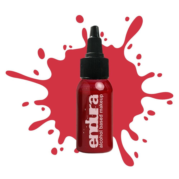 European Body Art Endura Pro Prime Red 1oz with swatch behind bottle