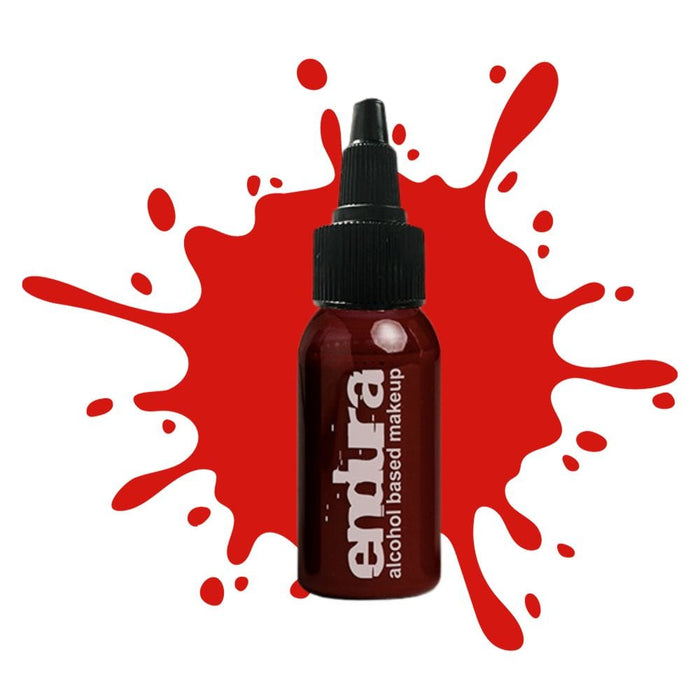 European Body Art Endura Pro Vein Blood 1oz with swatch behind bottle