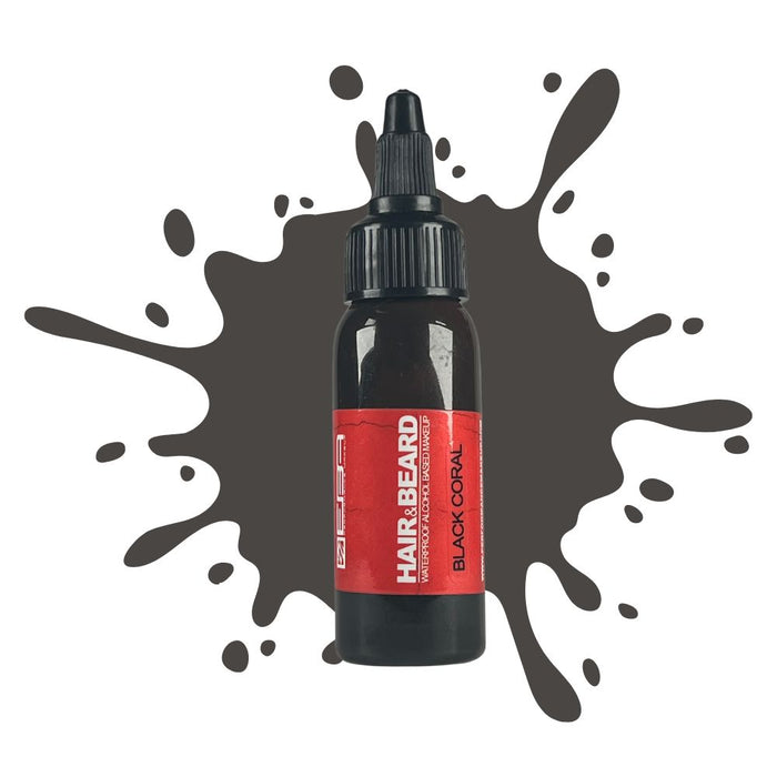 European Body Art Hair & Beard 1 oz Black Coral with swatch