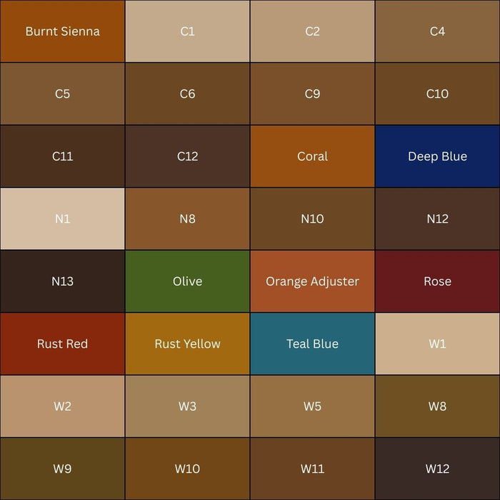 European Body Art Encore Skin Tone Refill Solid color chart
