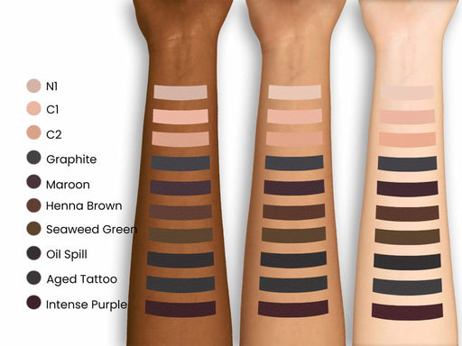 European Body Art Encore Palette Contour FX swatches on different skin tones