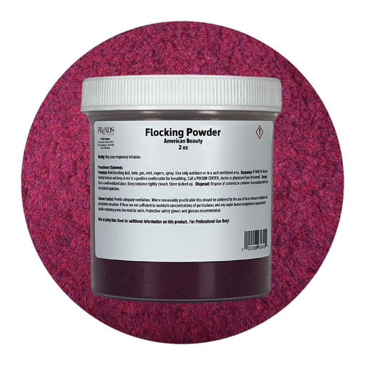 Flocking Powder American Beauty 2oz container with color swatch behind