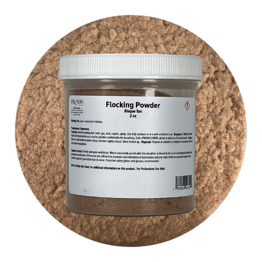 Flocking Powder Bisque Tan 2oz container with color swatch behind