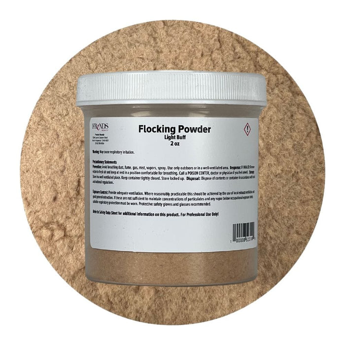 Flocking Powder Light Buff 2oz container with color swatch behind