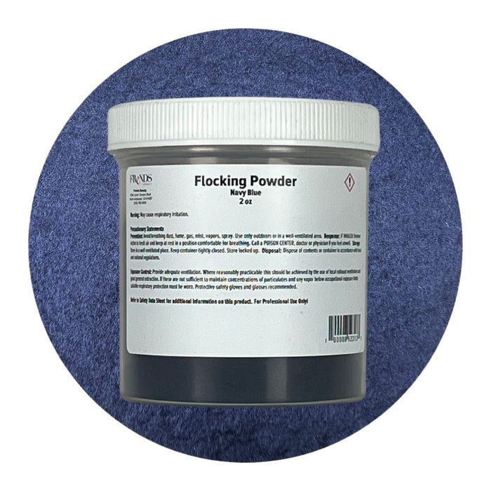 Flocking Powder Navy Blue 2oz container with color swatch behind