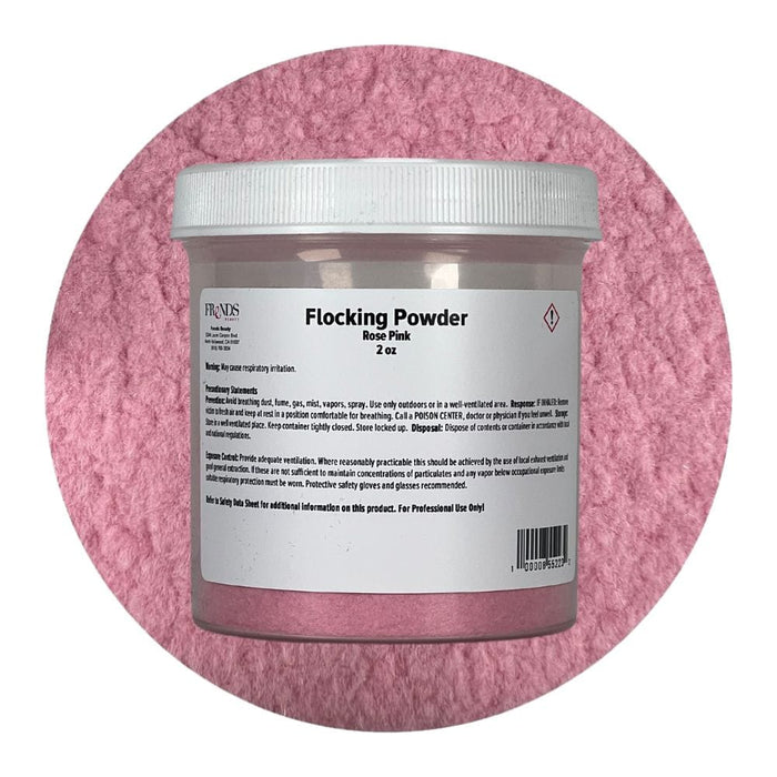 Flocking Powder Rose Pink 2oz container with color swatch behind
