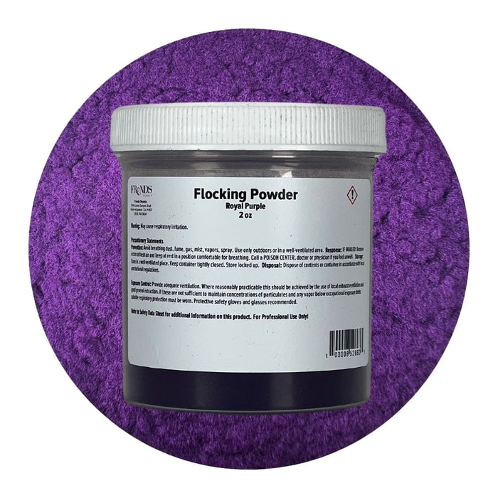 Flocking Powder Royal Purple 2oz container with color swatch behind