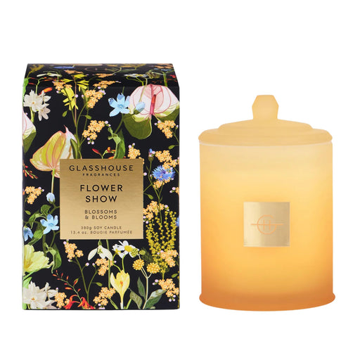 Glasshouse Fragrances Flower Show Blossoms & Blooms 380g Soy Candle —2026 packaging