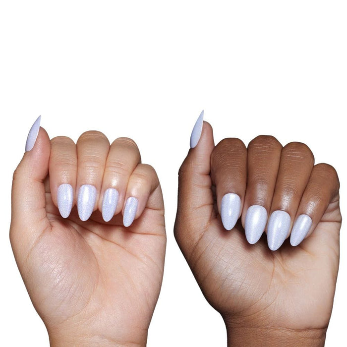 Glamnetic Press-On Nails Frozen worn on two different skin tones