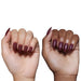 Glamnetic Press-On Nails Merlot on two different skin tones