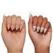 Glamnetic Press-On Nails Olive You on two different skin tones