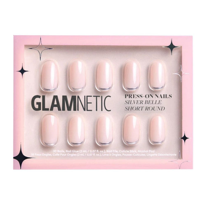 Glamnetic Press-On Nails Silver Belle in package
