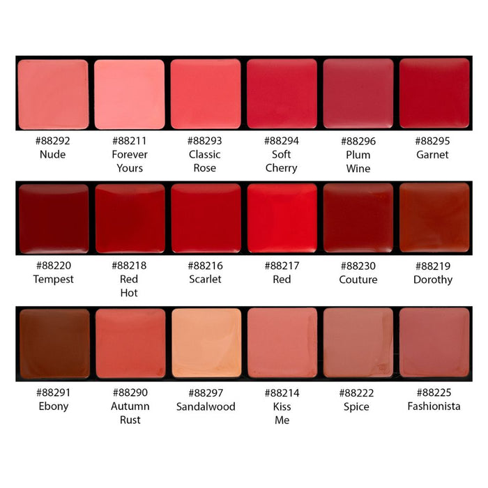 Graftobian HD Super Lip Palette all shades and names for palette