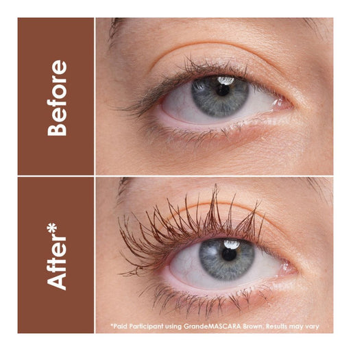 Grande Cosmetics Grande Mascara Conditioning Peptide Mascara Brown before and after 