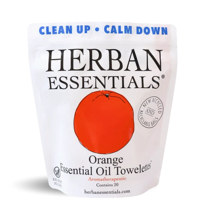 Herban Essentials Orange Essential Oil Towelettes 20 Count