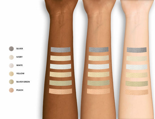 Skin Illustrator Palette Hair Aging Arm Swatches on 3 different skin tones