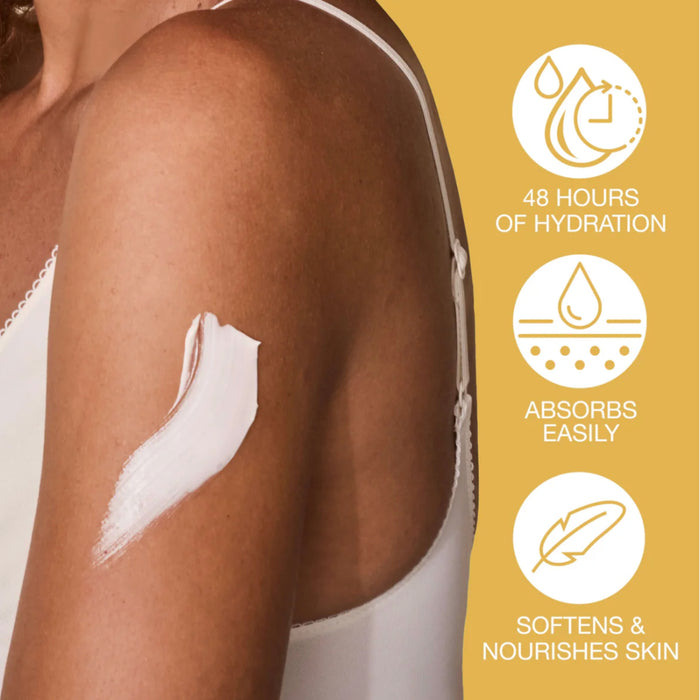 Hempz Age Defying Moisturizing Body Lotion with Peptides + Caffeine arm swatch with benefits.