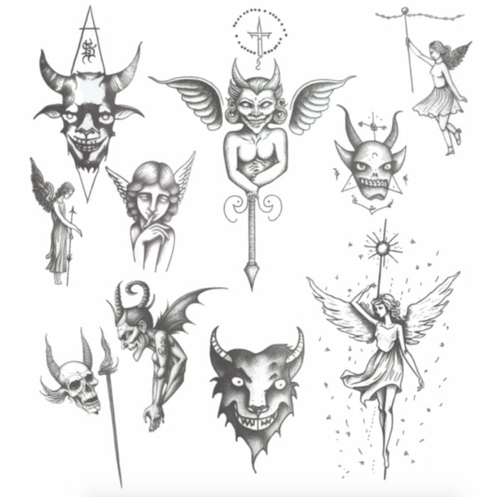 Hook Up Tattoos Angel and Demon Stick and Poke