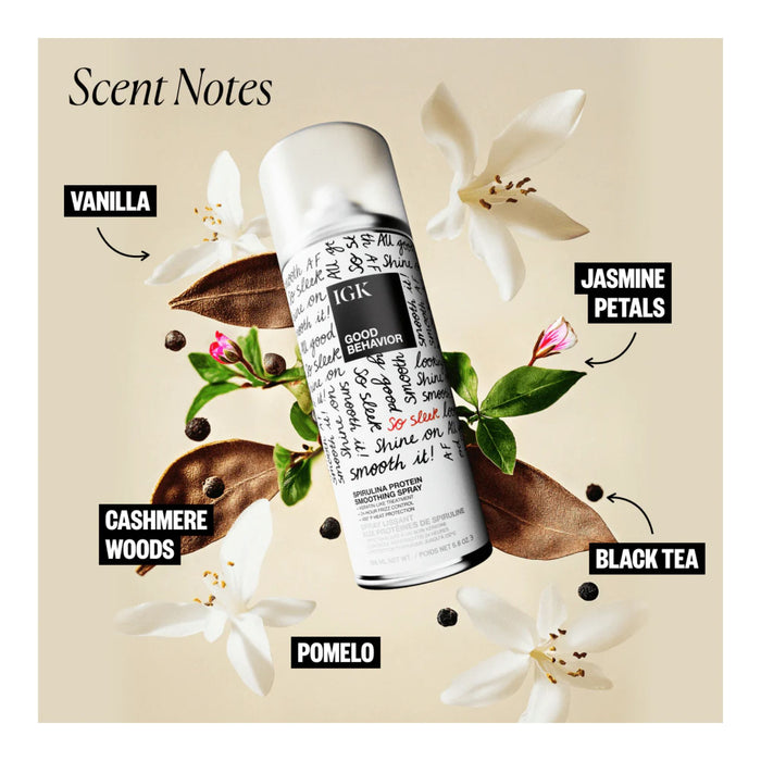 IGK Good Behavior Spirulina Protein Smoothing Spray scent notes
