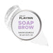 Inglot Playinn Soap Brow Clear top down view with swatch behind