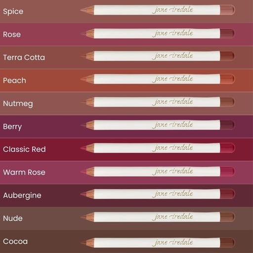 Jane Iredale Lip Pencil shade chart with names