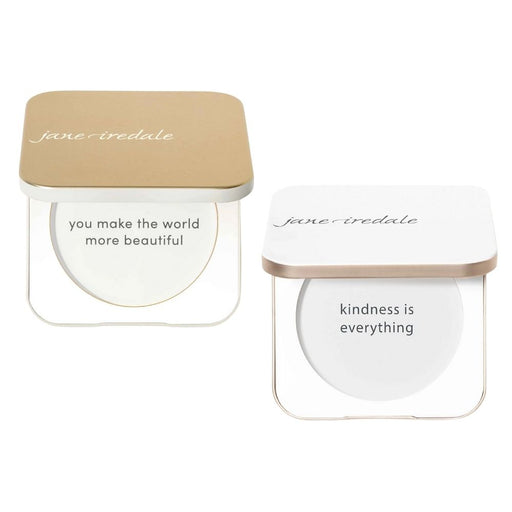 Jane Iredale Refillable Compacts dusty gold and white