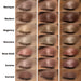 Jouer Crème Eyeshadow Crayon shade names with each swatch on the eyelid of 3 different skin tones