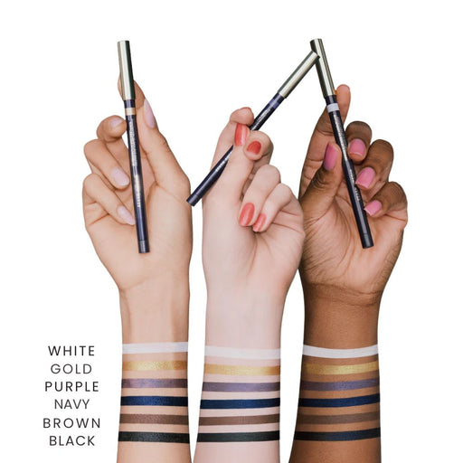 Kevyn Aucoin In Perspective Eyeliner Pencil swatches on different skin tones - medium, light and dark