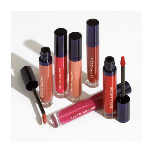 Kevin Aucoin Velvet Lip Paint stylized photo of all 6 shades