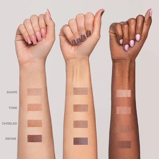 Kevyn Aucoin All  Contour shades on 3 different skin tones color swatched