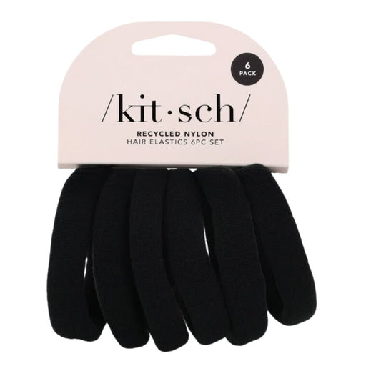 Kitsch Recycled Nylon 6pc Set Black Hair Elastics