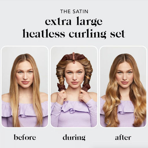Kitsch The Satin Extra Large Heatless Curling Set Chocolate Model diagram 