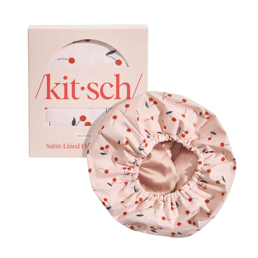 Kitsch Satin-Lined Flexi Shower Cap Cherry Print