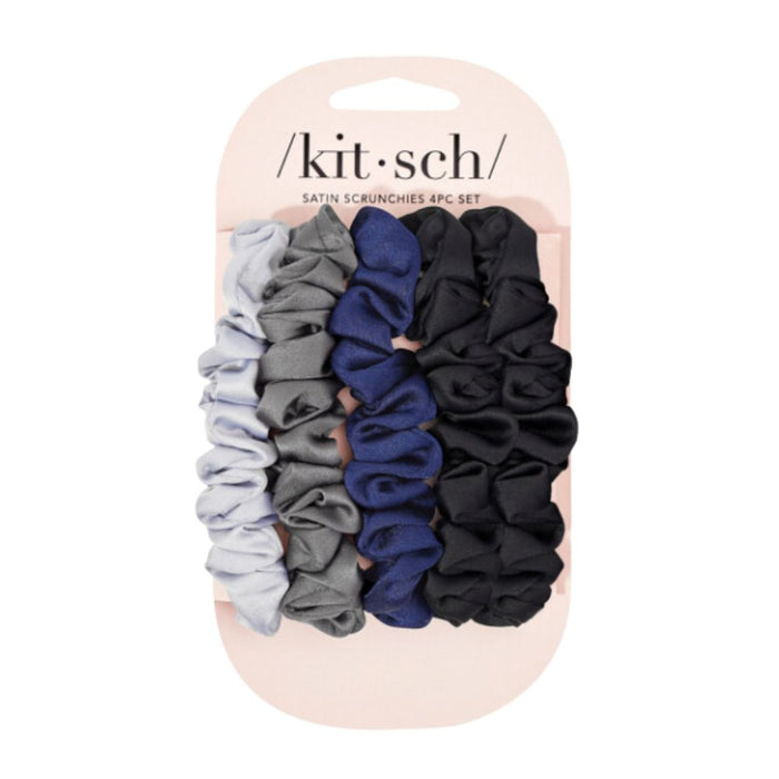 Kitsch Satin Petite Scrunchies 5pc Set-Midnight