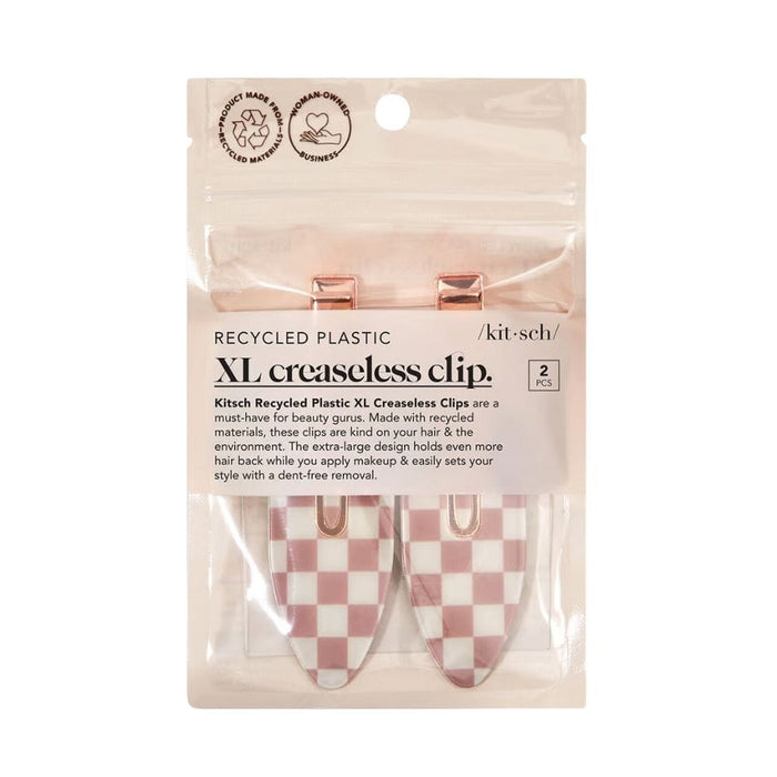 Kitsch XL Creaseless Clips two pack terracotta checker pattern in package