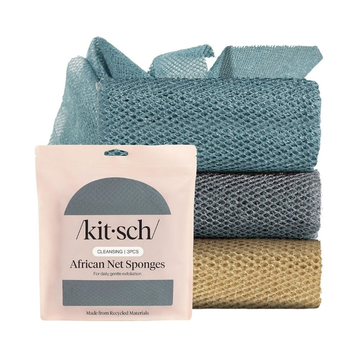 Kitsch 3 pack African Net Sponge aqua grey