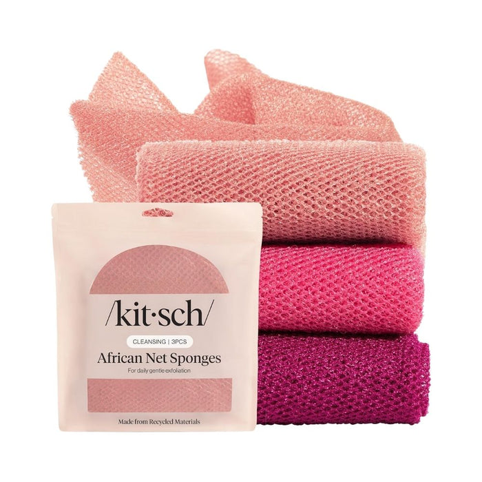 Kitsch 3 pack African Net Sponge berry pink
