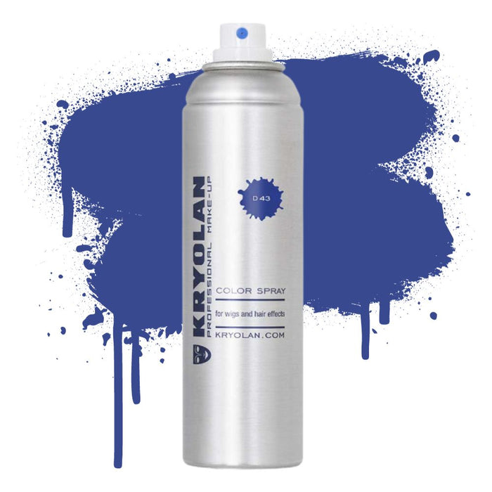 Kryolan Color Spray D43 Marine Blue 5oz canister with swatch behind