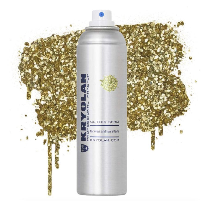 Kryolan Glitter Spray 5oz canister Gold with swatch