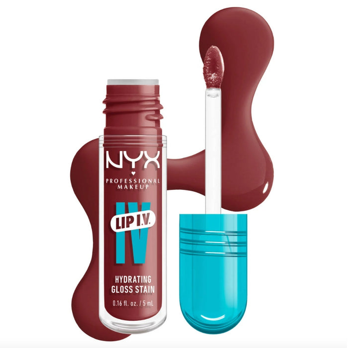 NYX Lip I.V. Hydrating Lip Gloss Stain 07 Bubblegum Burst with swatch