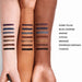 Laura Mercier Caviar Tightline Eyeliner swathed on different skin tones with shade names