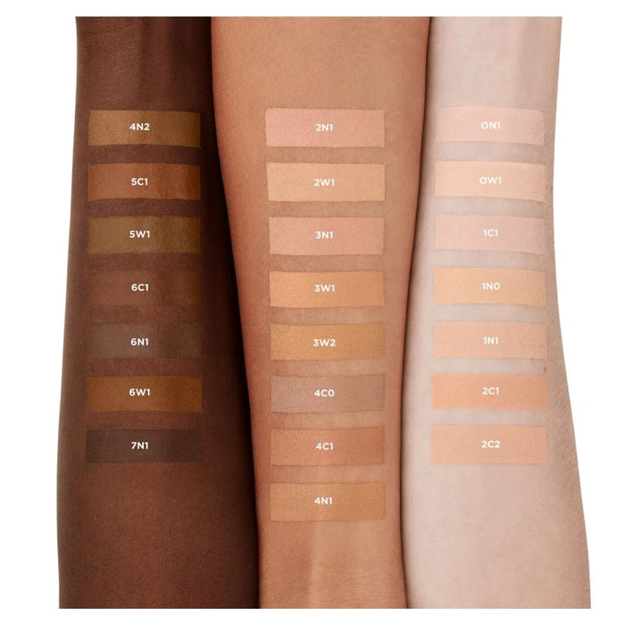 Laura Mercier Real Flawless Weightless Perfecting Serum Concealer swatches on different skin tones dark to light