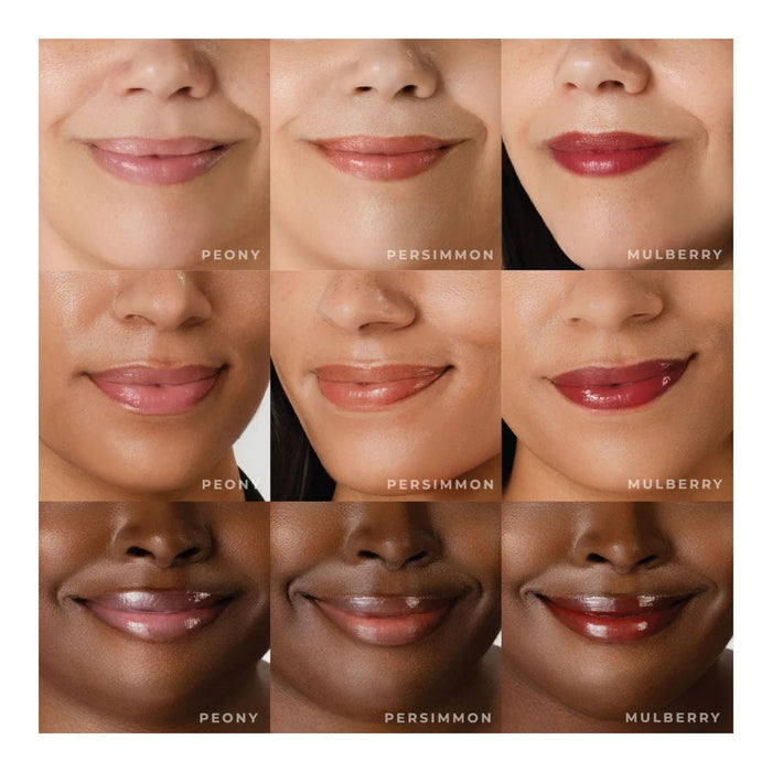 Le Mieux Ceramide Lip Glaze colors applied on light, medium and dark skin tone lips